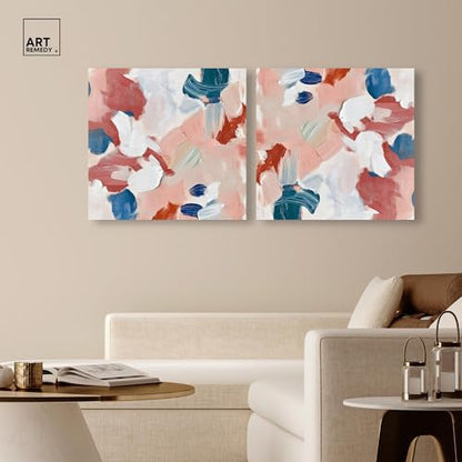 Art Remedy Pastel Hue Abstract Canvas, 24" x 24", Gallery Wrapped, Emotional Expression Colors I Set - color: Gallery Wrapped, size: 24" x 24"