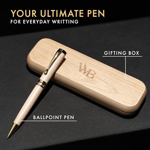 Wordsworth and Black Ballpoint Pen Set - Stunning Luxury Pen Bamboo Maplewood Gold Finish, Refillable, Best Ball Pen for Men & Women, Black Ink Refill, Elegant, Point Pen - color: Maple Wood