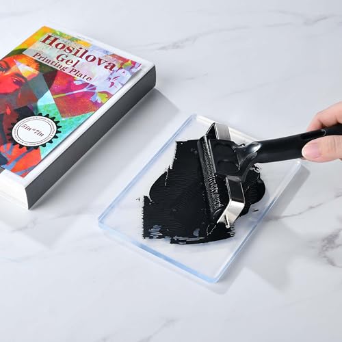 Reusable Gel Printing Plate - 5" X 7" Gel Plate with Press Rubber，No Aging and Bubbling Gel Printing Plate, Printmaking for Card Making, Arts and Crafts, Scrapbooking and Journaling