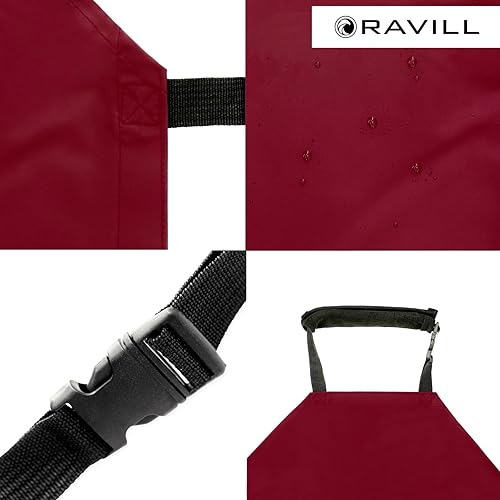 Ravill Waterproof Apron For Men and Women - 2 Pockets - 35" Long Multi Purpose Work Aprons for Dishwashing, Dog Grooming - color: Red