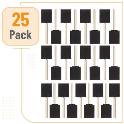 Bates- Foam Paint Brushes 2 Inch, 25 Pack, Black 2 Inch Foam Brushes for Painting with Lightweight Wooden Handles - color: Black, size: 2 Inch, 25 Pack