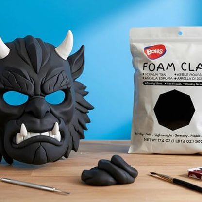 BOHS Black Modeling Foam Clay - 1.1 Lbs, Air Dry,Crack-Free,Non-staining -for Figures & Sculptures,Cosplay, Kids Education, Slime Add-ins, 500g - color: Black, size: 500 g