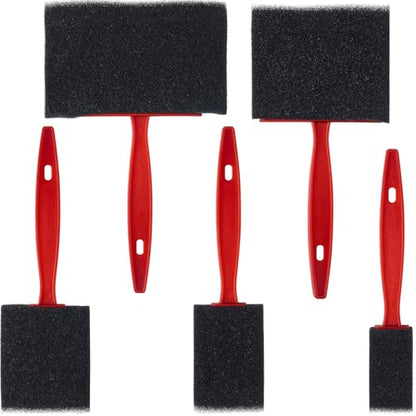 SmallCat 5 PCS Foam Paint Brushes, 4", 3", 2", 1.4'', 1" Foam Sponge Brushes for Varnishes, Reusable Sponge Brushes with Wood Handles for Painting, Staining, and DIY Crafts - Black, 5 Sizes - size: 5pcs, 5sizes
