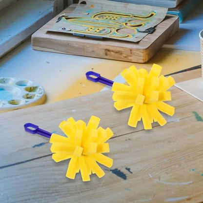 HANABASS 10pcs Sponge Paintbrush Set with Plastic Handles, Textured Foam Paint Brushes, Easy Cleaning and Stimulate Imagination, for DIY Painting and Classroom Crafts
