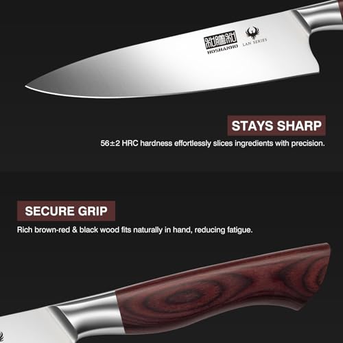 HOSHANHO 3-Piece Kitchen Knife Set, Ultra Sharp Chef/Santoku/Paring Knives,Professional High Carbon Steel Knives with Ergonomic Handle, Ideal Cooking Gift Set - size: 3 Pieces Knife Set