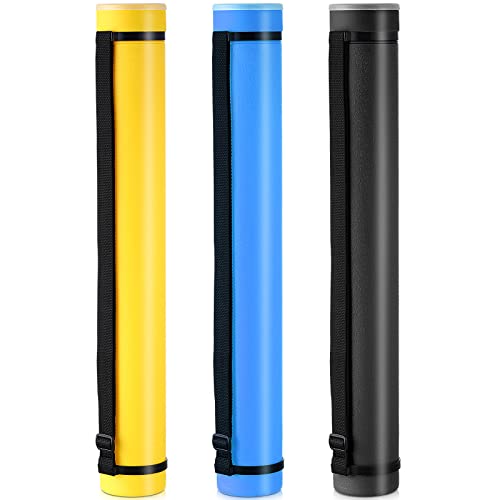 3 Pcs Extendable Poster Tubes Plastic Poster Document Storage Tube with Carrying Strap 24-40 Inch Expanding Blueprint Holder Telescoping Tube with Cap Waterproof Art Poster Tubes (Yellow, Blue, Black) - color: Yellow, Blue, Black