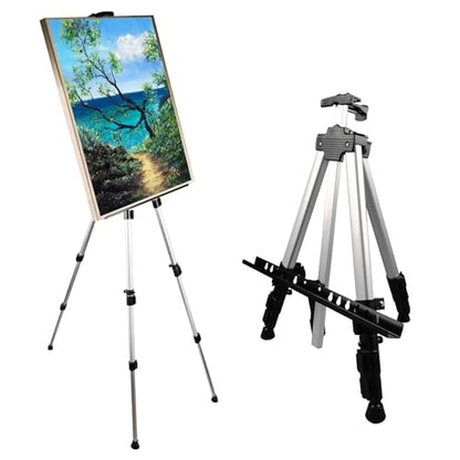 NS JYMB 17-66 Inch Adjustable Art Easel Stand for Painting and Sign, Silver | Portable metal tripod easel for display stand, canvas holder, adults, floor and poster board use - style: 66Silver 1pack