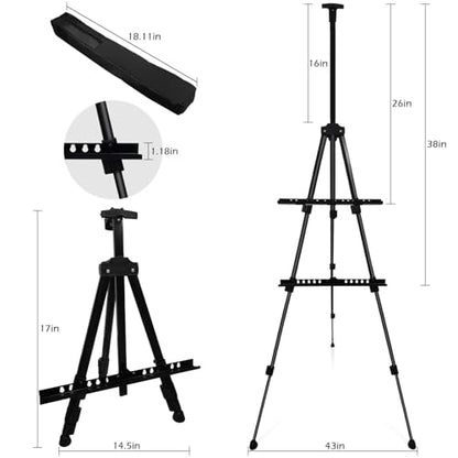 Ns Jymb Art Easel Stand for Painting Canvases - 66-Inch Adjustable Metal for Adults Tabletop & Outdoor Use - Lightweight Portable Easel for Displaying & Drawing - Sturdy,4-Pack. - style: 66Black 4pack