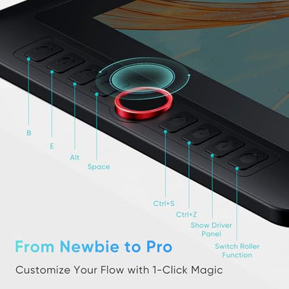 XP-PEN Artist 13.3 Pro V2 Drawing Tablet with Screen, 16K Pressure Sensitivity Digital Drawing Tablet for PC Mac Chromebook Android, Fully Laminated Graphic Tablet with Pen, Foldable Stand Included - color: black, size: 13.3 inch