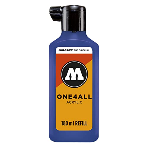 MOLOTOW ONE4ALL Acrylic Paint Refill, For Molotow ONE4ALL Paint Marker, True Blue, 180ml Bottle, 1 Each (692.204) - color: True Blue, size: 6.1 fl oz