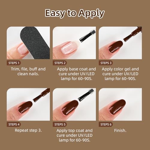 JODSONE Nude Brown Gel Nail Polish Kit 32 Colors Beige Chocolate Caramel with 4 Functional Gel for DIY Nail Art at Home - color: 32KIT-M5M-BMK01-32