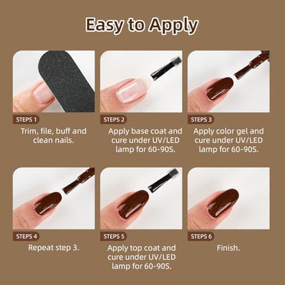 JODSONE Nude Brown Gel Nail Polish Kit 32 Colors Beige Chocolate Caramel with 4 Functional Gel for DIY Nail Art at Home - color: 32KIT-M5M-BMK01-32