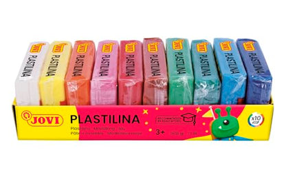 Jovi - Non-Hardening Modeling Clay, 10 Bars, Each 1.75oz, Total of 1.1 lb | Non-Toxic and Gluten-Free, for Arts and Crafts Projects, Endlessly Reusable Plasticine - color: Basic