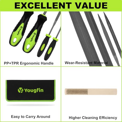 17 pcs File Set, 12 pcs Needle Files and 4 pcs Large Metal Files with Tool bag, Ideal Hand Tool for Woodwork, Metal, Model & Hobby Applications - style: 17 Pieces