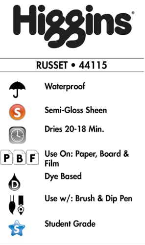 Higgins Dye-Based Drawing Ink, Russet, 1 Ounce Bottle (44115) - color: Russet