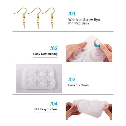 Craftdady 2Pcs Moon Star Pendant Silicone Mold Crescent Moon Resin Jewelry Casting Mold with Screw Eye Pin Peg Bails for DIY Resin Crafts Jewelry Making - color: Whtie, Star & Moon
