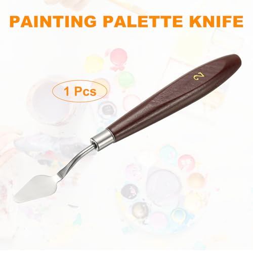HARFINGTON Palette Knife Painting Tool 1.1 x 0.59 Stainless Steel Art Spatula Pallet Knives Scrapers Tools with Beech Wood Handle for Acrylic Oil Canvas Mixing Spreading, Red/Silver - size: 1.1" x 0.59"