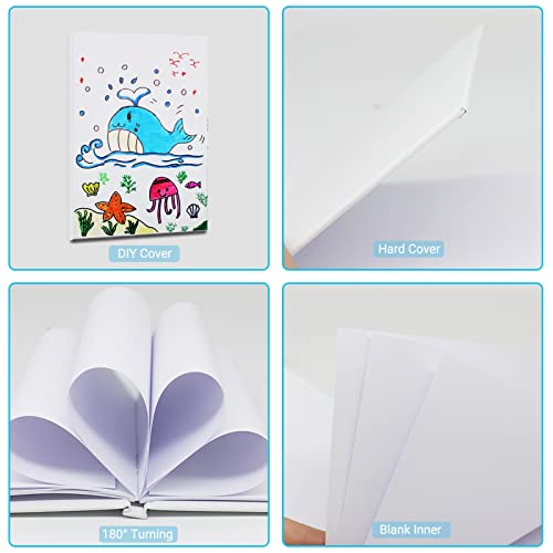 zmybcpack 6 Pack White Hardcover Blank Book 7x10 inch, Hardcover Blank Book for Students to Write Stories, Blank Draw Sketchbooks Journal (White, 22 Sheets/ 44 Pages Each) - size: 7x10 "(6 pack)