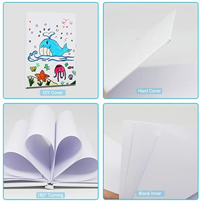 zmybcpack 6 Pack White Hardcover Blank Book 7x10 inch, Hardcover Blank Book for Students to Write Stories, Blank Draw Sketchbooks Journal (White, 22 Sheets/ 44 Pages Each) - size: 7x10 "(6 pack)