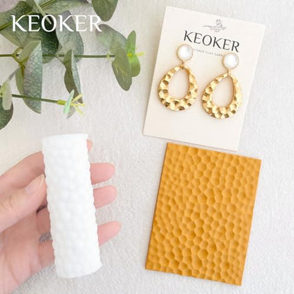 KEOKER Hammered Texture Roller for Clay, Like Polymer Clay Texture Sheets - color: Metal Hammered Color