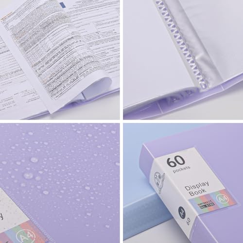 2Pcs Binder with Plastic Sleeves，A4 Art Portfolio Display 120 Pages, Portfolio Folder for Certificate Binder Organizer