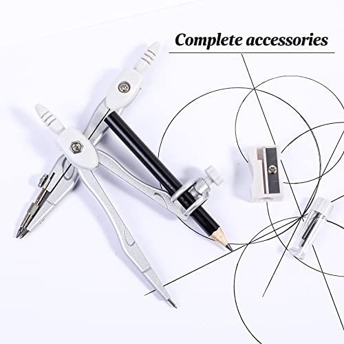 Vobou Math Geometry Kit Sets 10 Piece Student Supplies with Shatterproof Storage Box,Includes Rulers,Protractor,Compass,Eraser,Pencil Sharpener,Lead Refills,Pencil,for Drafting（White） - color: White