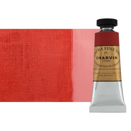 Charvin Extra Fine Oil Paint, Cadmium Red Deep 20 ml - Triple-Milled, Rich Texture, Poppy Oil-Based, Light-Fast, Handmade, Archival Quality - color: Cadmium Red Deep, size: 0.68 Fl Oz (Pack of 1)