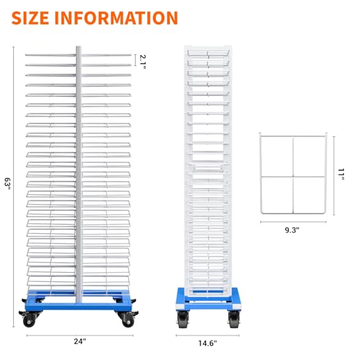 50-Shelf Paint Drying Rack – Heavy-Duty Steel Cabinet Door/Art/Painting Drying Rack with 4 Locking Casters, 25 lbs per Shelf – Suitable for Panels,Drawing,Artwork & Cabinet Doors