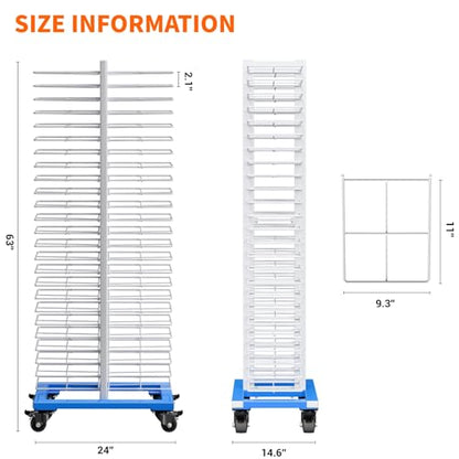 50-Shelf Paint Drying Rack – Heavy-Duty Steel Cabinet Door/Art/Painting Drying Rack with 4 Locking Casters, 25 lbs per Shelf – Suitable for Panels,Drawing,Artwork & Cabinet Doors