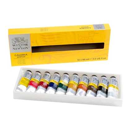 Winsor & Newton Galeria Acrylic Paint, 10 x 60ml (2--oz) Tube Paint Set - size: 2 Fl Oz (Pack of 10), style: 10 x 60ml (2-oz)