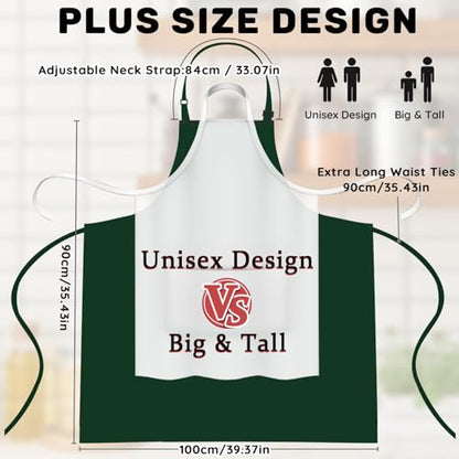 2 Pack Plus Size Waterproof Cooking Chef Apron with 2 Pockets for Men Women - color: Green