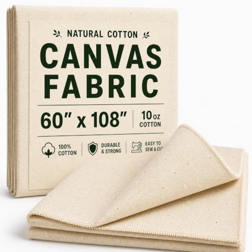 Canvas Fabric, Premium 10oz 100% Cotton Duck Canvas Fabric by The Yard, Heavy Duty Canvas Material for Sewing, Upholstery, Tote Bags, Arts & Crafts & DIY Projects, 3 Yard （60×108 inchs） - size: 3 Yard（60×108 inchs）