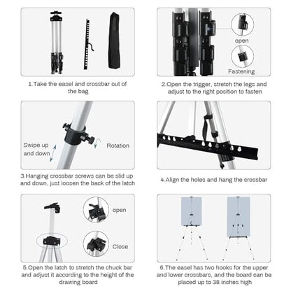 RRFTOK Art Painting Artist Easel Stand,Aluminum Metal Tripod Adjustable Easels for Painter Canvases Height from 17 to 66 Inch - Carry Bag for Table-Top/Floor Drawing and Displaying 2-Pack. - style: 66S 2pack