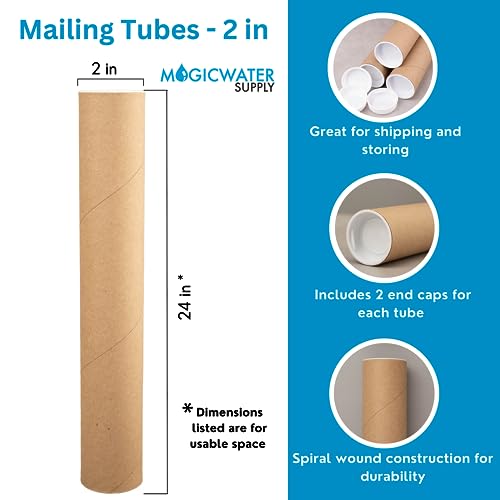 MagicWater Supply Mailing Tube - 2 in x 24 in - Kraft - 1 Pack - for Shipping and Storage of Posters, Arts, Crafts, and Documents - size: 1 Pack