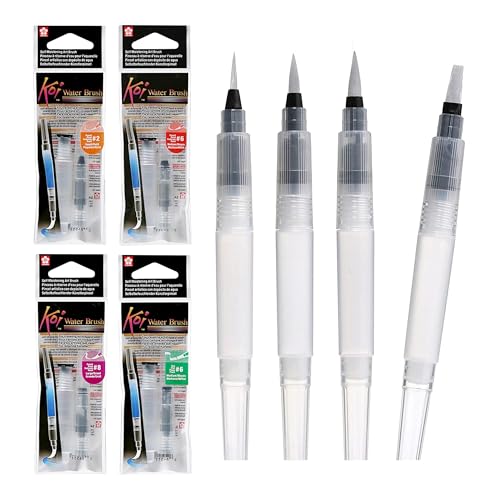 Sakura Koi Water Brush - Brush for Watercolor - 4 ml Tank - 4 Assorted Brush Tips