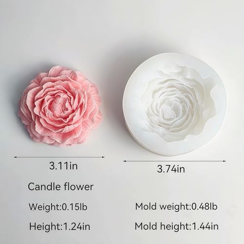 2PCS Peony Rose Flower Candle Molds Silicone for Candle Soap Resin Clay Making Kit