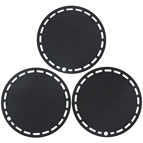 Silicone Trivet Mat Big Round Silicone Pot Holder Hot Pads and Trivets for Hot Dishes and Hot Pots, Hot Mats for Countertops, Tables, Spoon Rest Small Place Mats Set of 3 Color Black - color: C: Black