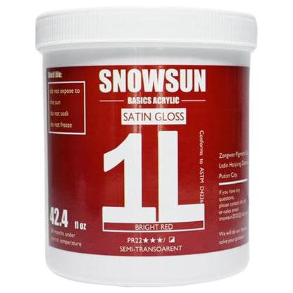 SNOWSUN Red Acrylic Paints, Large Bulk Heavy Body Acrylic Paint (1L，About a quarter of a gallon) - Non Toxic Gloss Thick Art Paint for Multi-Surface, Canvas Wood Ceramic and Leather, Stone Craft, for Artists & Beginners - color: red