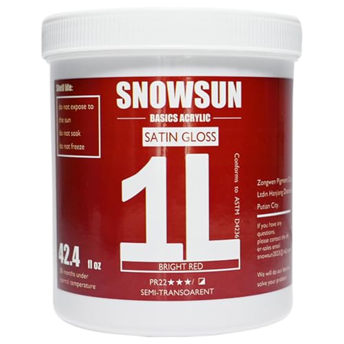 SNOWSUN Red Acrylic Paints, Large Bulk Heavy Body Acrylic Paint (1L，About a quarter of a gallon) - Non Toxic Gloss Thick Art Paint for Multi-Surface, Canvas Wood Ceramic and Leather, Stone Craft, for Artists & Beginners - color: red