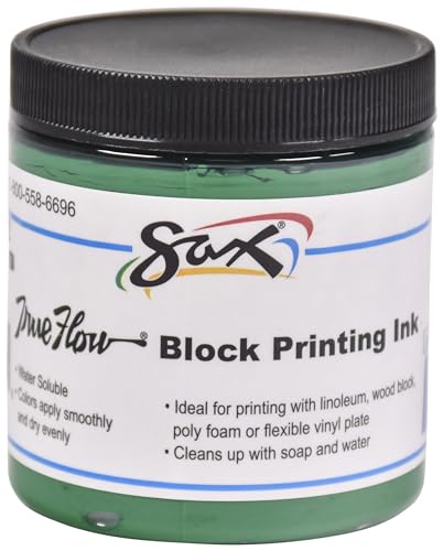 Sax True Flow Water Soluble Block Printing Ink, 8 Ounce Jar, Green