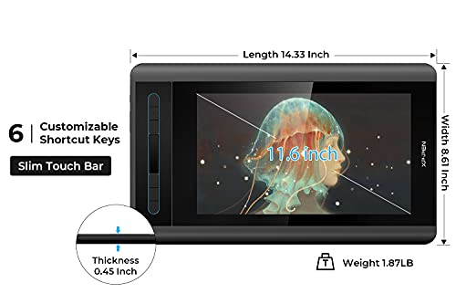 XP-PEN Artist12 11.6 Inch FHD Drawing Monitor Pen Display Graphic Monitor with PN06 Battery-Free Multi-Function Pen Holder and Glove 8192 Pressure Sensitivity - size: 11.6 inch