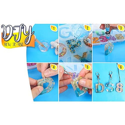 Anlan-angel Letters Numbers Silicone Molds for Resin, Alphabet Molds Kit, 0-9 Number and 26 Letters Molds with Keychain Making Supplies for Resin Casting,DIY Letter Keychain, Jewelry Making - color: Positive Letter Mold