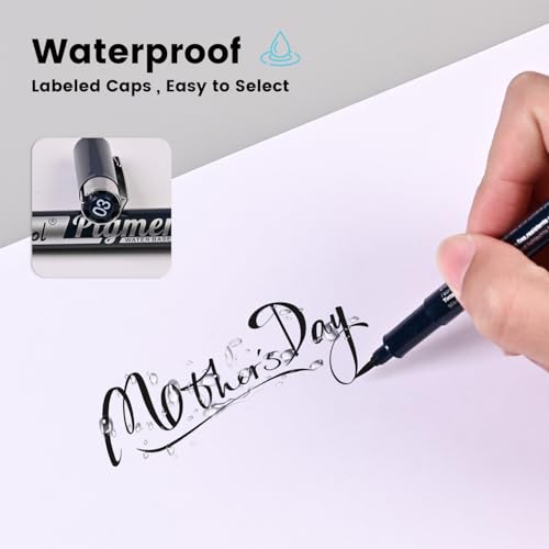 Micro Drawing Pens Art Pens, Fineliner - 12 Assorted Sizes, Fine Line Waterproof Black Ink Artist Supplies for Artists Adults Sketch Outline Anime Illustration Manga Writing