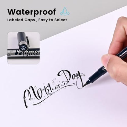 Micro Drawing Pens Art Pens, Fineliner - 12 Assorted Sizes, Fine Line Waterproof Black Ink Artist Supplies for Artists Adults Sketch Outline Anime Illustration Manga Writing