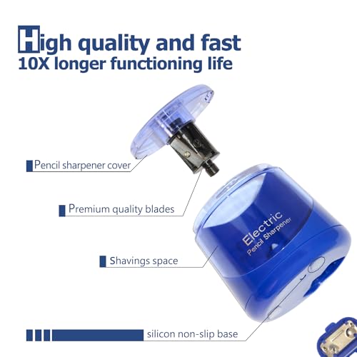 Electric Pencil Sharpener, Battery (Not lncluded) or USB Powered Small Portable for NO.2 Pencils, Automatic for Home and Office Blue