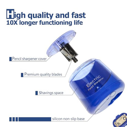 Electric Pencil Sharpener, Battery (Not lncluded) or USB Powered Small Portable for NO.2 Pencils, Automatic for Home and Office Blue