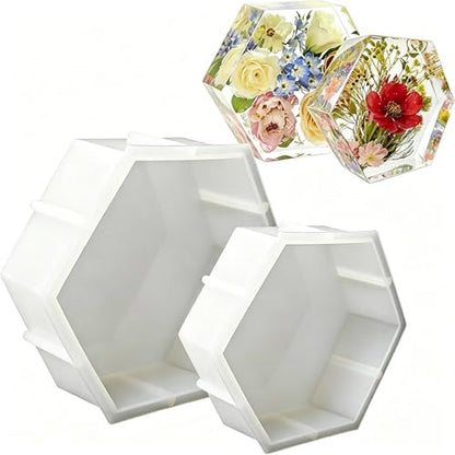 2 Pcs Large Silicone Molds for Resin 9 inch 7inch Hexagon Silicone Molds, Hexagon Deep Resin Mold for Epoxy Resin, Silicone Molds for Flowers Bouquet Preservation - color: Hexagon Silicone Molds