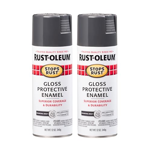 Rust-Oleum 7784830 Stops Rust Spray Paint, 12 oz, Gloss Charcoal Gray, 2 Pack - color: Gloss Charcoal Gray, size: 12 Ounce (Pack of 2)