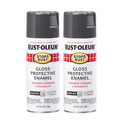 Rust-Oleum 7784830 Stops Rust Spray Paint, 12 oz, Gloss Charcoal Gray, 2 Pack - color: Gloss Charcoal Gray, size: 12 Ounce (Pack of 2)