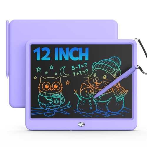 Bravokids 12 Inch LCD Writing Tablet for 3-8 Year Olds - Electronic Drawing Pad and Doodle Board as Educational Birthday Gifts for Girls and Boys (Purple) - color: Purple, size: 12 inch